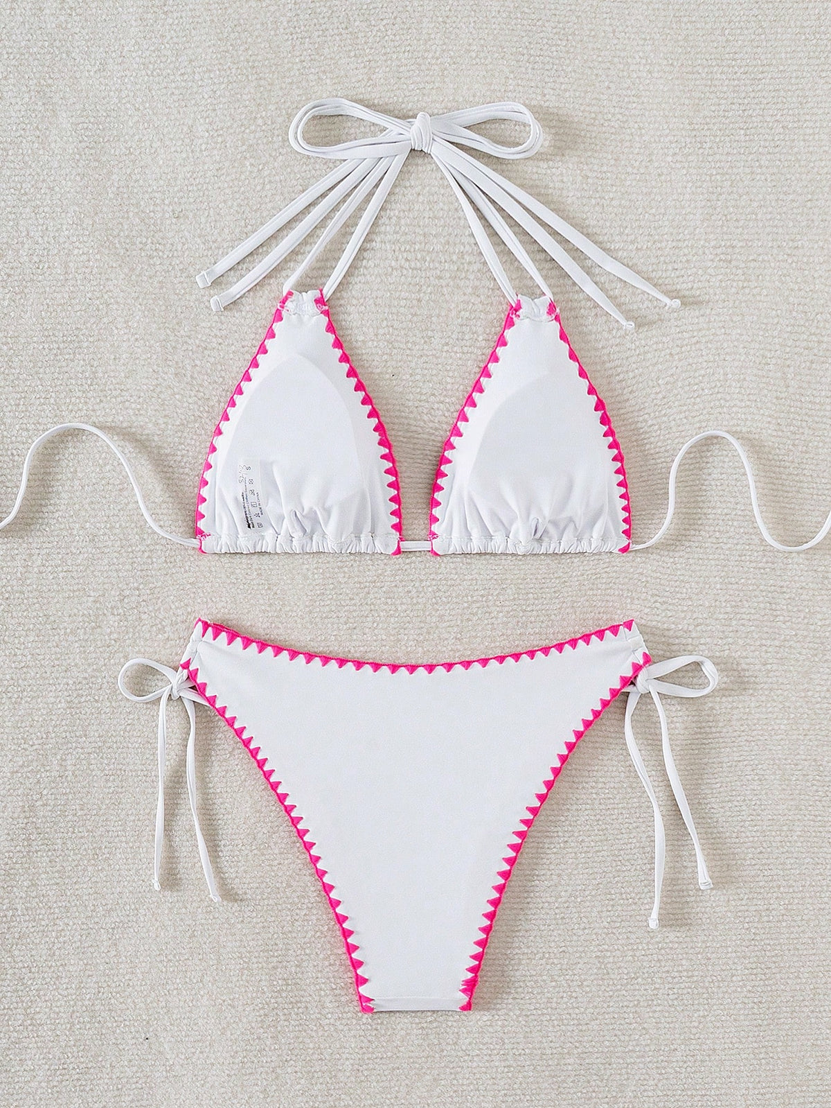 Women's Summer Beach Patchwork Halter Tie Sexy Bikini And Triangle Briefs Swimwear Set Vacation