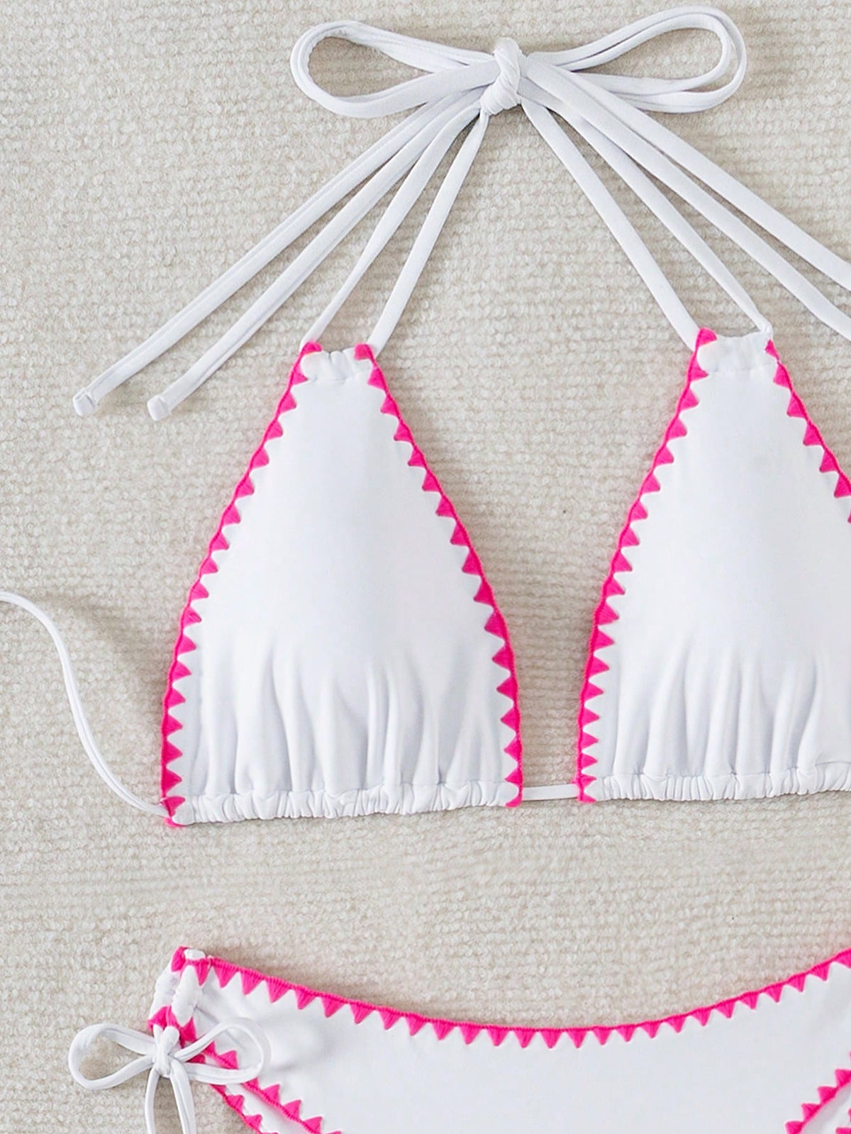 Women's Summer Beach Patchwork Halter Tie Sexy Bikini And Triangle Briefs Swimwear Set Vacation