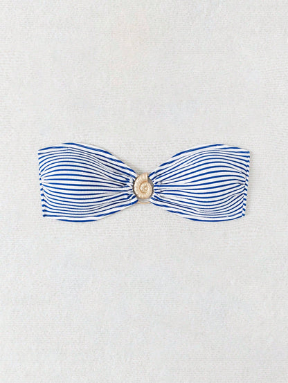Women's Summer Beach Striped Tie-Up Bikini Top, European And American Popular Swimwear Vacation