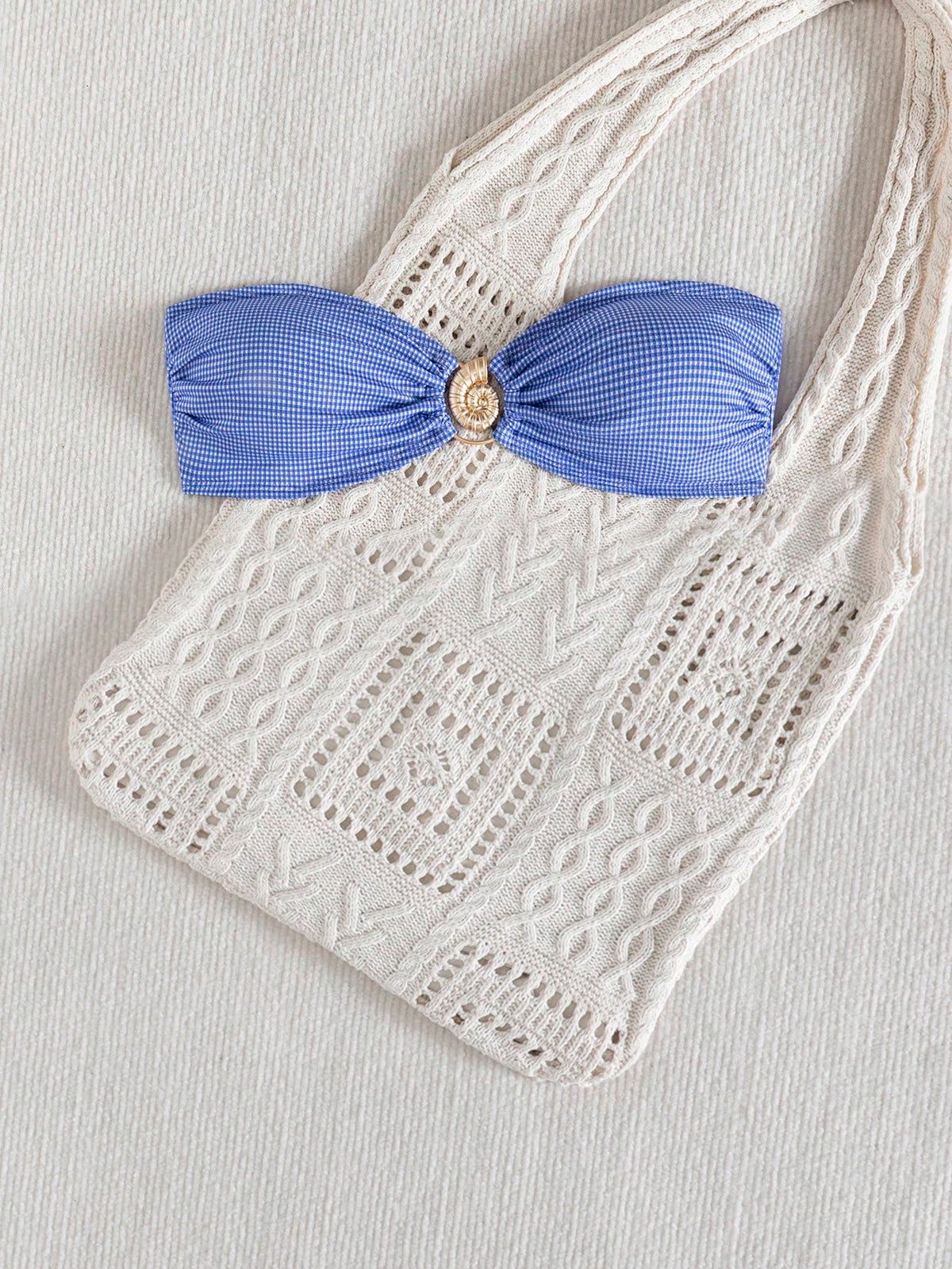 Women's Summer Beach Striped Tie-Up Bikini Top, European And American Popular Swimwear Vacation