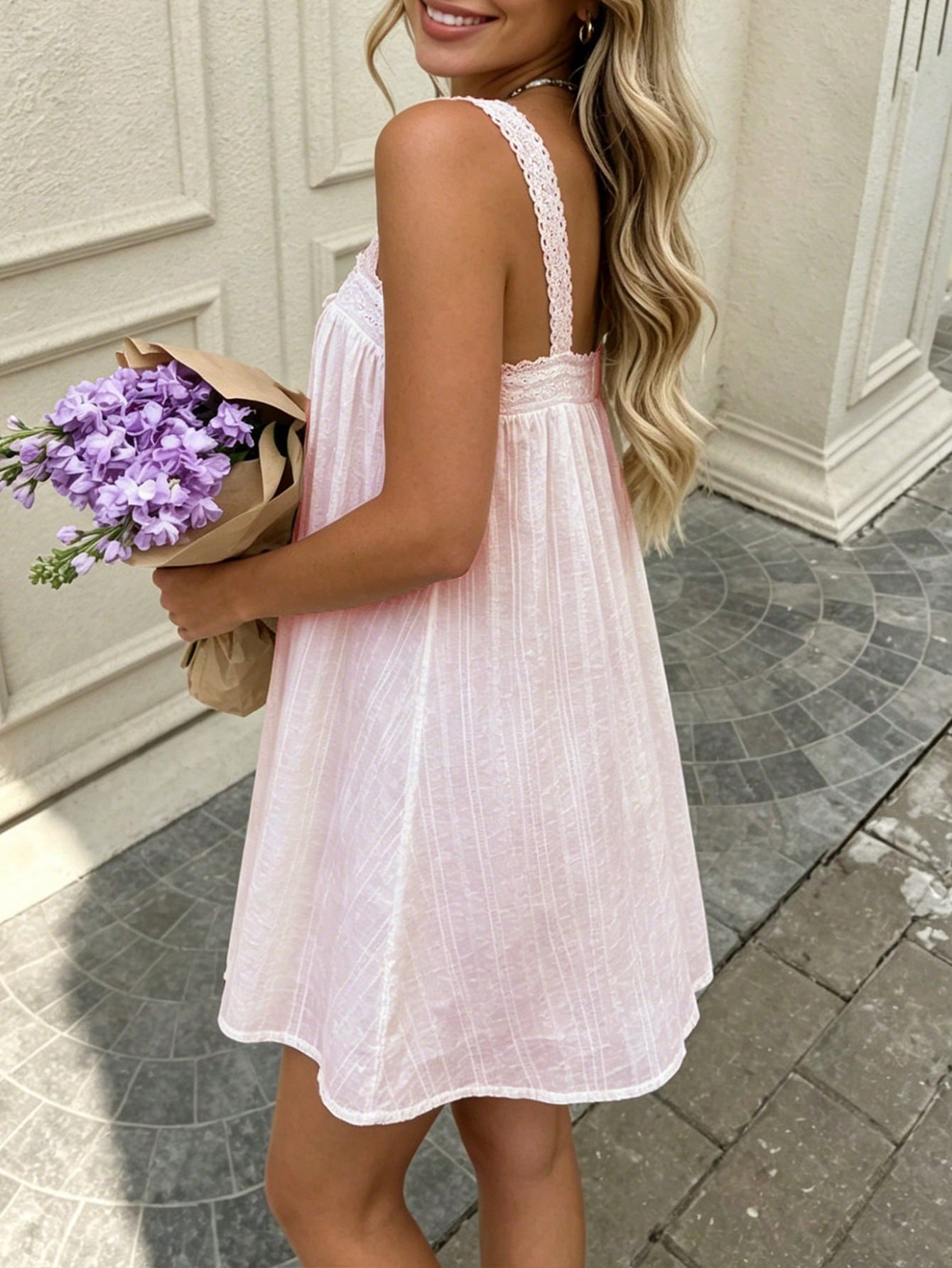 Women's Summer Casual Spaghetti Strap Dress, Suitable For Vacation Beach Casual Wear Elegant Pink