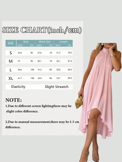 Women's Sweet Romantic Minimalist Dress, Suitable For Vacation And Daily Wear, Youthful And Elegant, Perfect For Valentine's Day Date. Spaghetti Strap, Back Tie, Open Back, Zipper, Asymmetric Hem A-Li