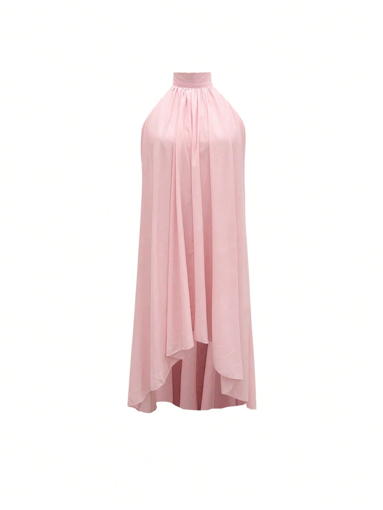 Women's Sweet Romantic Minimalist Dress, Suitable For Vacation And Daily Wear, Youthful And Elegant, Perfect For Valentine's Day Date. Spaghetti Strap, Back Tie, Open Back, Zipper, Asymmetric Hem A-Li