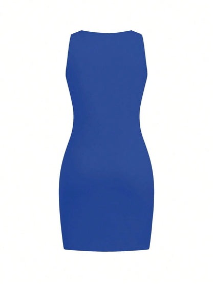 Women Summer Casual Plain Sleeveless T-Shirt And Dress, Slim Fit Tank Top And Form-Fitting Dress, Beach/Holiday Outfit Party Elegant