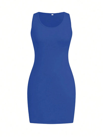 Women Summer Casual Plain Sleeveless T-Shirt And Dress, Slim Fit Tank Top And Form-Fitting Dress, Beach/Holiday Outfit Party Elegant