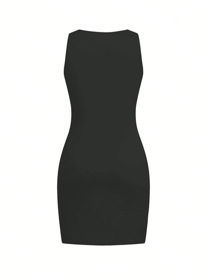 Women Summer Casual Plain Sleeveless T-Shirt And Dress, Slim Fit Tank Top And Form-Fitting Dress, Beach/Holiday Outfit Party Elegant