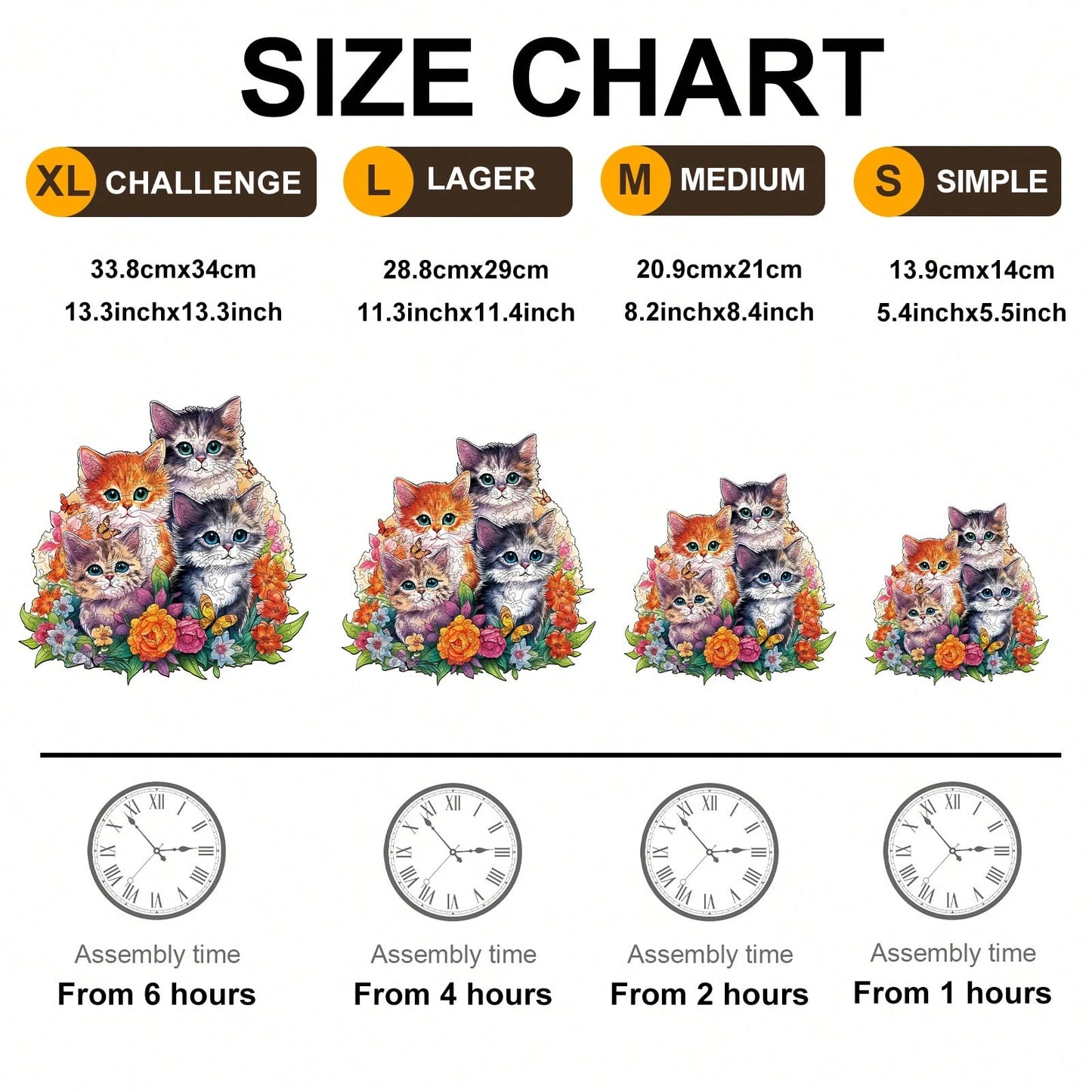 WOODBESTS 1PC Cute Kitten Wooden Irregular Puzzle, Animal-Shaped 2D Jigsaw Toy For Kids And Adults. Educational Game, Great Gift For Party, Holiday, Christmas And Birthday. Unique Magical Desktop Deco