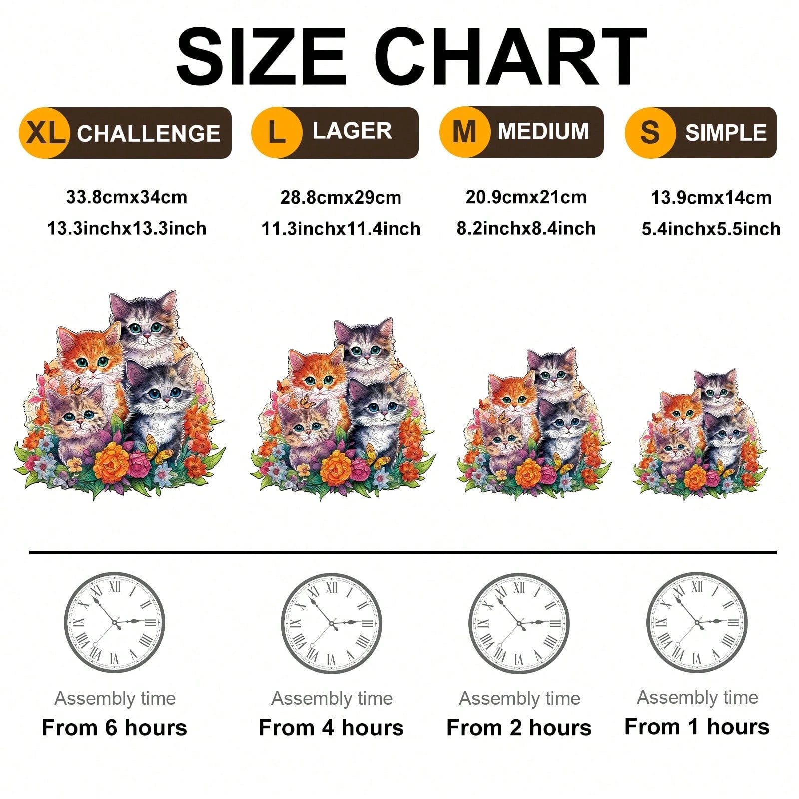 WOODBESTS 1PC Cute Kitten Wooden Irregular Puzzle, Animal-Shaped 2D Jigsaw Toy For Kids And Adults. Educational Game, Great Gift For Party, Holiday, Christmas And Birthday. Unique Magical Desktop Deco