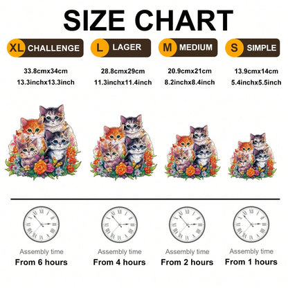 WOODBESTS 1PC Cute Kitten Wooden Irregular Puzzle, Animal-Shaped 2D Jigsaw Toy For Kids And Adults. Educational Game, Great Gift For Party, Holiday, Christmas And Birthday. Unique Magical Desktop Deco