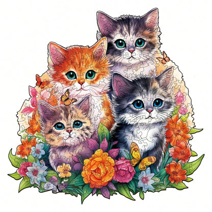 WOODBESTS 1PC Cute Kitten Wooden Irregular Puzzle, Animal-Shaped 2D Jigsaw Toy For Kids And Adults. Educational Game, Great Gift For Party, Holiday, Christmas And Birthday. Unique Magical Desktop Deco