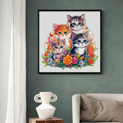 WOODBESTS 1PC Cute Kitten Wooden Irregular Puzzle, Animal-Shaped 2D Jigsaw Toy For Kids And Adults. Educational Game, Great Gift For Party, Holiday, Christmas And Birthday. Unique Magical Desktop Deco
