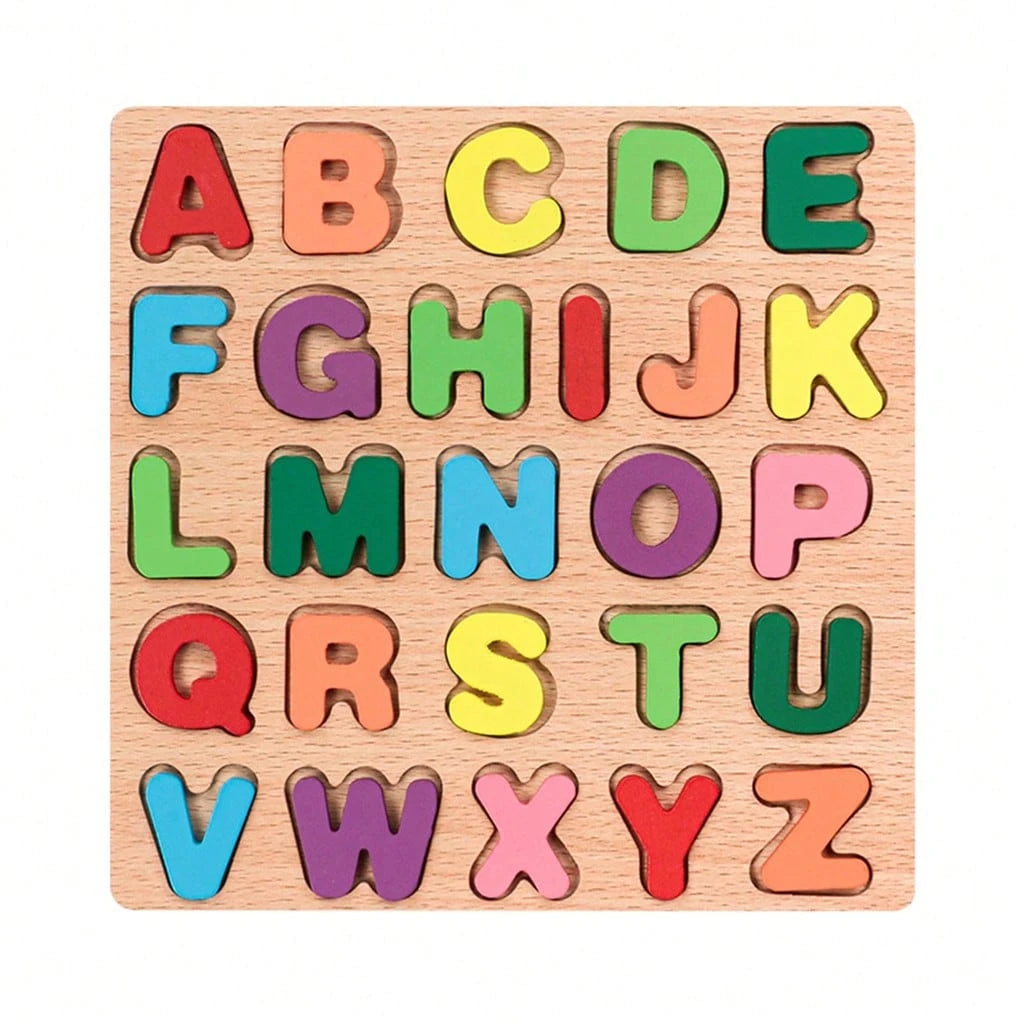Wooden 4-In-1 Educational Puzzle Board For Kids- Numbers, Letters & Shapes Learning Toy- Early Childhood Development Montessori Activity Set