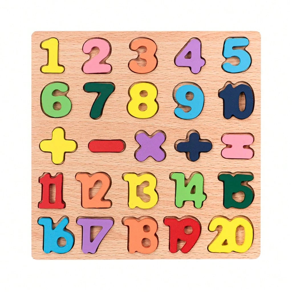 Wooden 4-In-1 Educational Puzzle Board For Kids- Numbers, Letters & Shapes Learning Toy- Early Childhood Development Montessori Activity Set