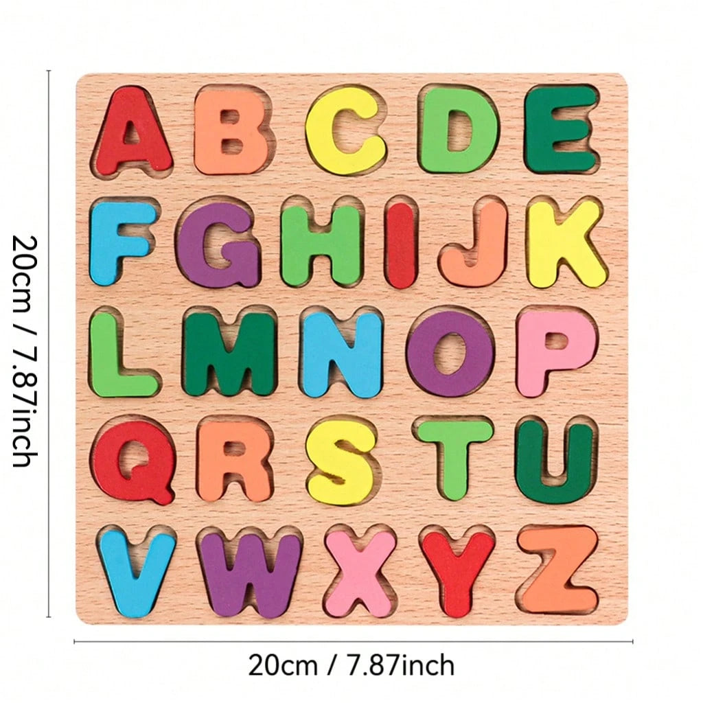 Wooden 4-In-1 Educational Puzzle Board For Kids- Numbers, Letters & Shapes Learning Toy- Early Childhood Development Montessori Activity Set