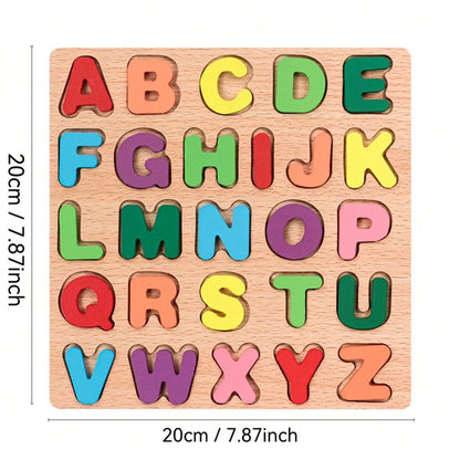 Wooden 4-In-1 Educational Puzzle Board For Kids- Numbers, Letters & Shapes Learning Toy- Early Childhood Development Montessori Activity Set