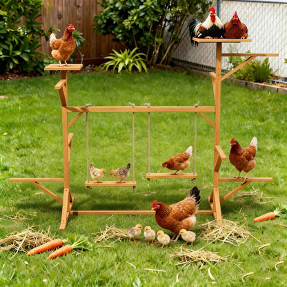 Wooden Chicken Perches Activity Play,Chicken Roosting Bars With Swing,Natural
