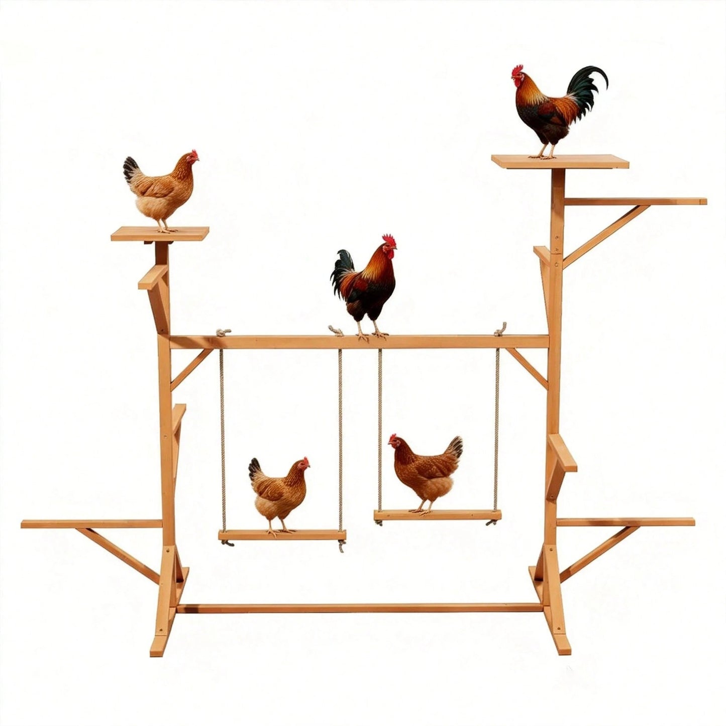 Wooden Chicken Perches Activity Play,Chicken Roosting Bars With Swing,Natural
