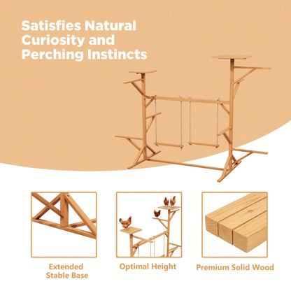 Wooden Chicken Perches Activity Play,Chicken Roosting Bars With Swing,Natural