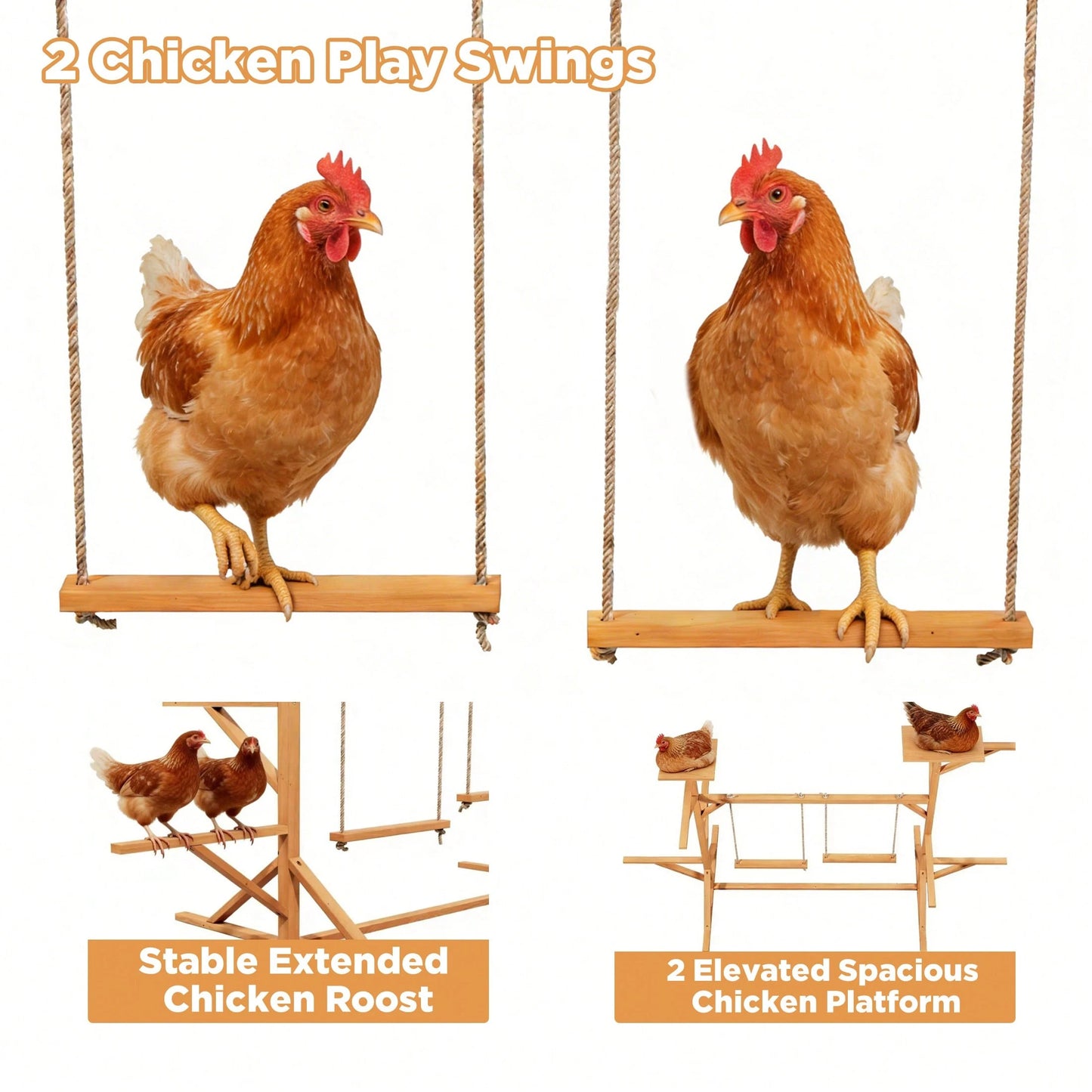 Wooden Chicken Perches Activity Play,Chicken Roosting Bars With Swing,Natural