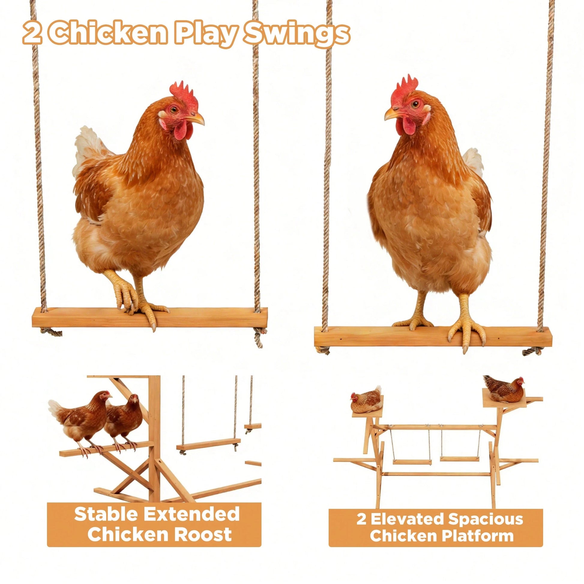 Wooden Chicken Perches Activity Play,Chicken Roosting Bars With Swing,Natural