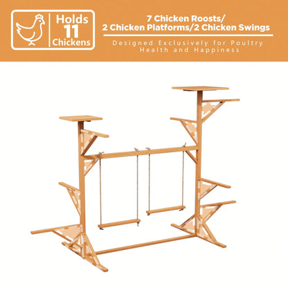 Wooden Chicken Perches Activity Play,Chicken Roosting Bars With Swing,Natural