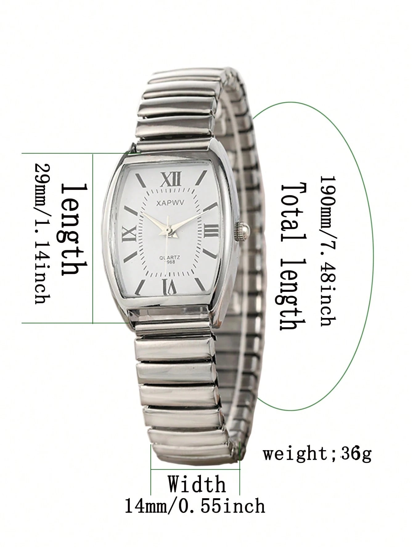 XAPWV 1pc Vintage Lady Watch With Elastic Band, Classic Barrel Shape, Elegant Quartz Watch For Women