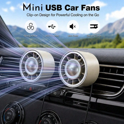 YAIUZGOO Portable USB Car Vent Fan With Hook Clip – 360° Rotatable Mini Cooling Fan For SUV, Truck, Van & RV, Powerful Quiet Airflow, No Battery Needed, Summer Car Accessories Gift