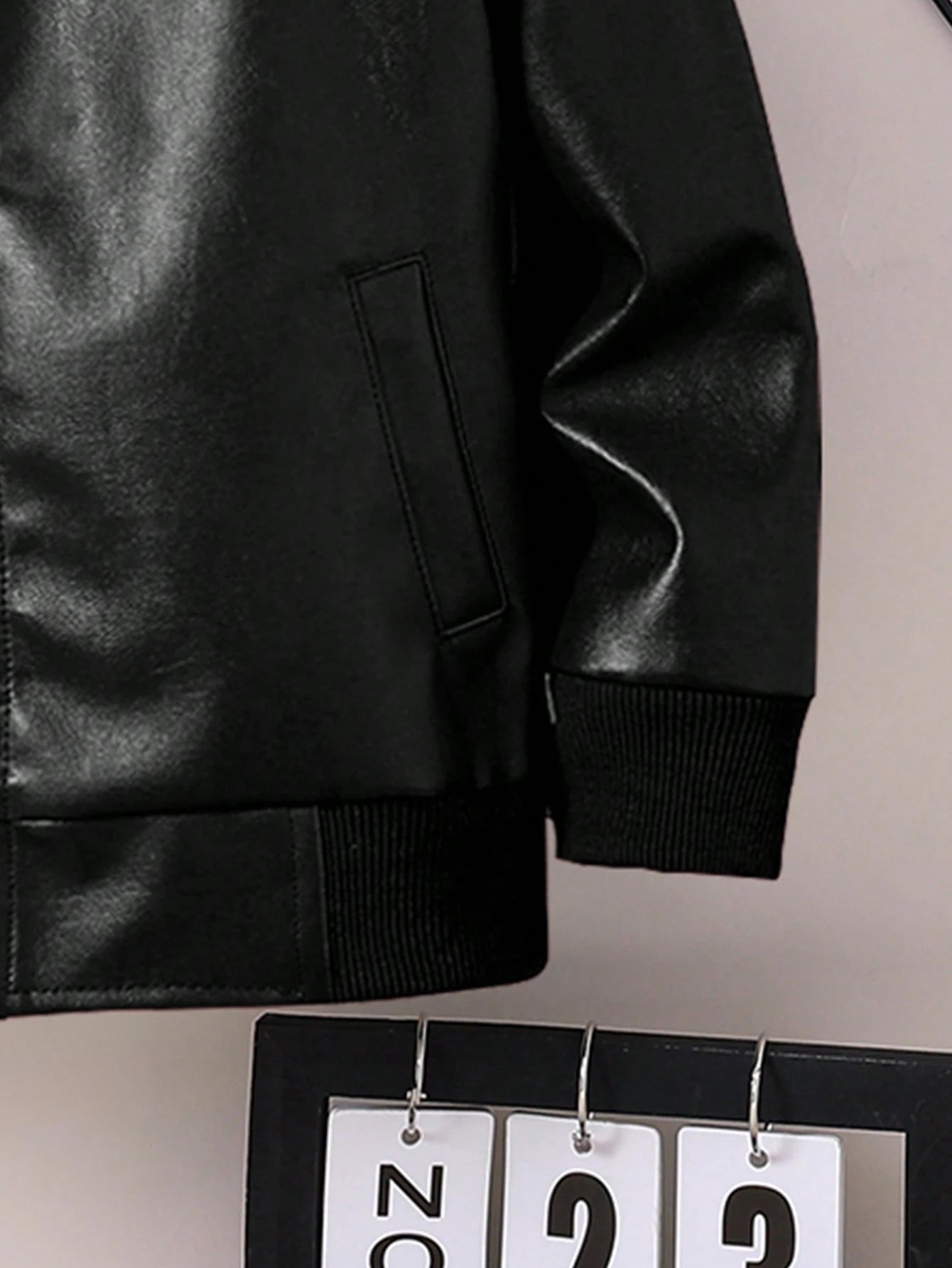 Young Boy's Casual Loose Collar Zip-Up Leather Jacket, Spring Autumn