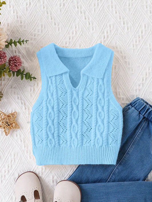Young Girl Casual Versatile Solid Color Knit Vest