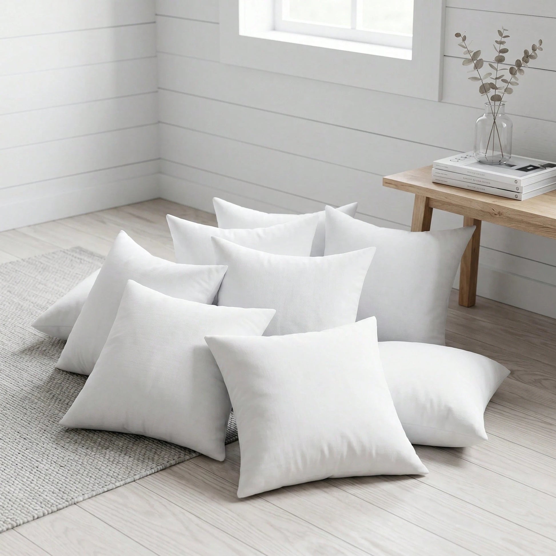 YUNDO White Label Pillow Core, Suitable For Sofa Cushions, Bed Seat Cushions And Outdoor Chairs. Available In Various Sizes: 18x18 Inches, 20x20 Inches, 12x20 Inches And 22x22 Inches. High Filling Den