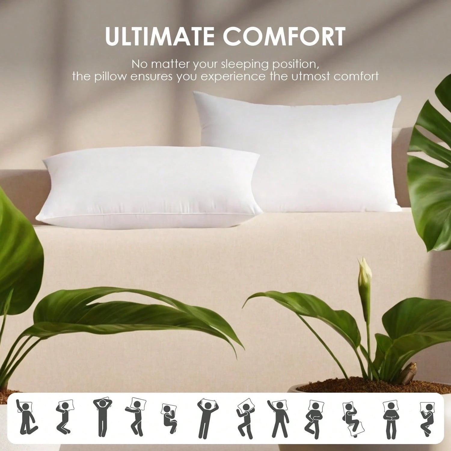 YUNDO White Label Pillow Core, Suitable For Sofa Cushions, Bed Seat Cushions And Outdoor Chairs. Available In Various Sizes: 18x18 Inches, 20x20 Inches, 12x20 Inches And 22x22 Inches. High Filling Den